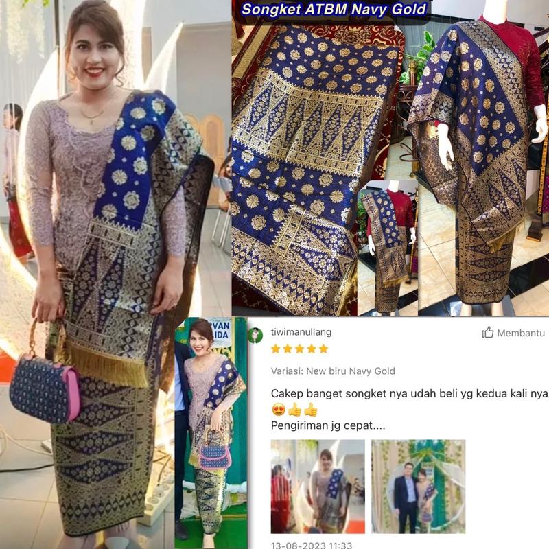 Songket Murah Biru Cantik Manis /Songket Atbm/ songket Tenun Mesin palembang Murah /ilham songket palembang 5