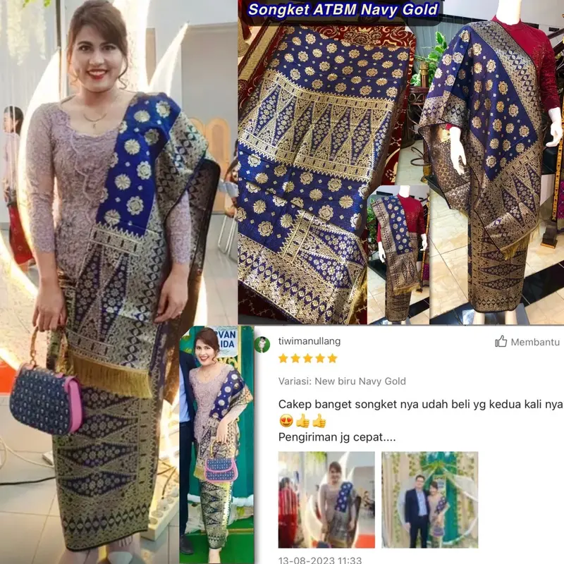 Songket Murah Biru Cantik Manis /Songket Atbm/ songket Tenun Mesin palembang Murah /ilham songket palembang 5