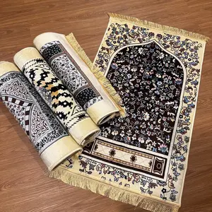 Sajadah Anti Slip Dasar Cream, Hitam dan Warna Lembut Muslim Motif Nyaman Haji