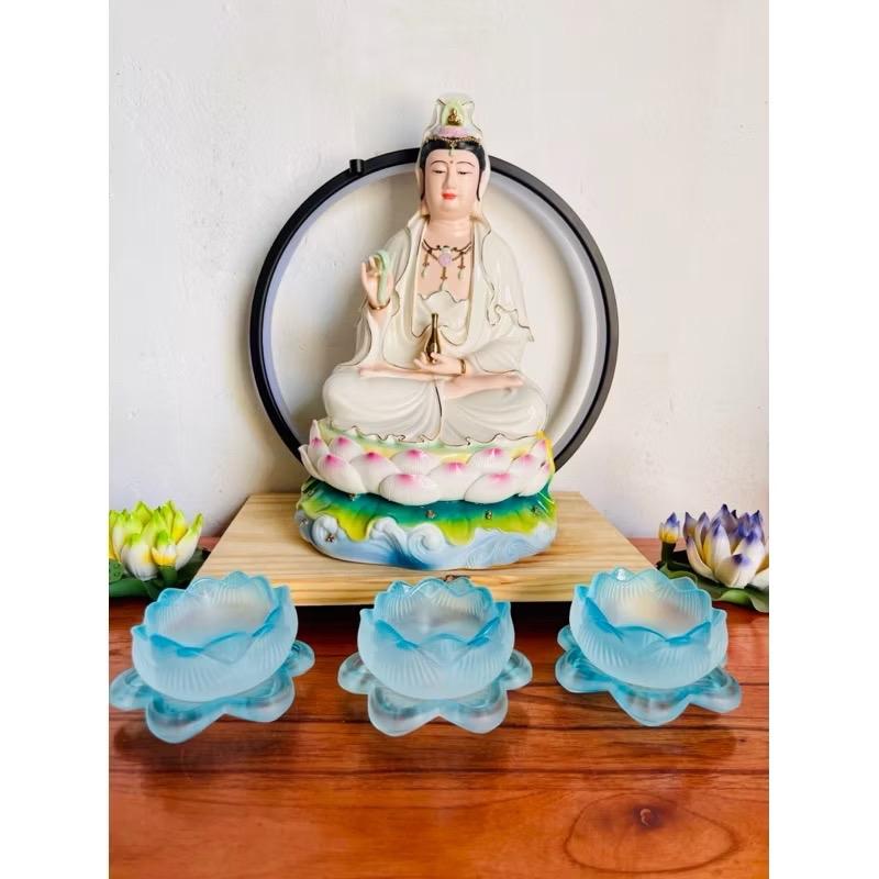 Đế Nến Hoa Sen- Chân Nến Lưu Ly Hoa Sen Loại Cao Cấp,  Đế Nến Nhiều Màu Trang Trí Nhà Decor Phòng đế  hoa  sen  để  phật