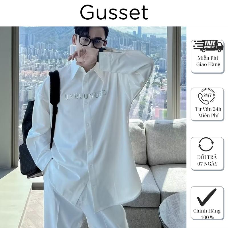Áo sơ mi nam thêu hoạ tiết UNBO Basic GUSSET MEN SMT01 1