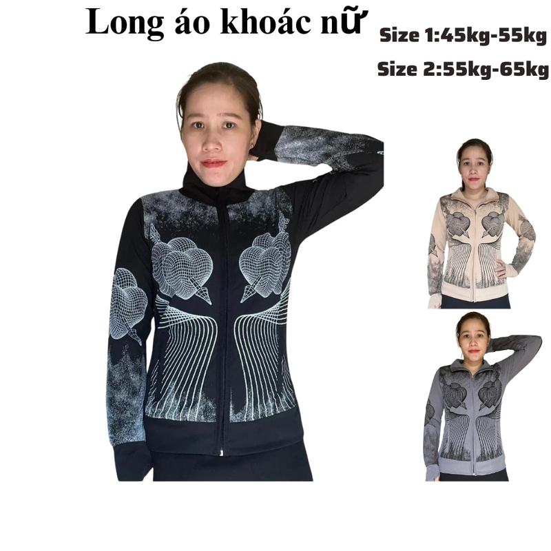 Áo khoác cổ nữ mặc choàng chống nắng 4 túi với khóa kéo vải tăm gân đẹp Top thời Trang Phục Sport Fish Jacket Women Voi Kem Nhung 2