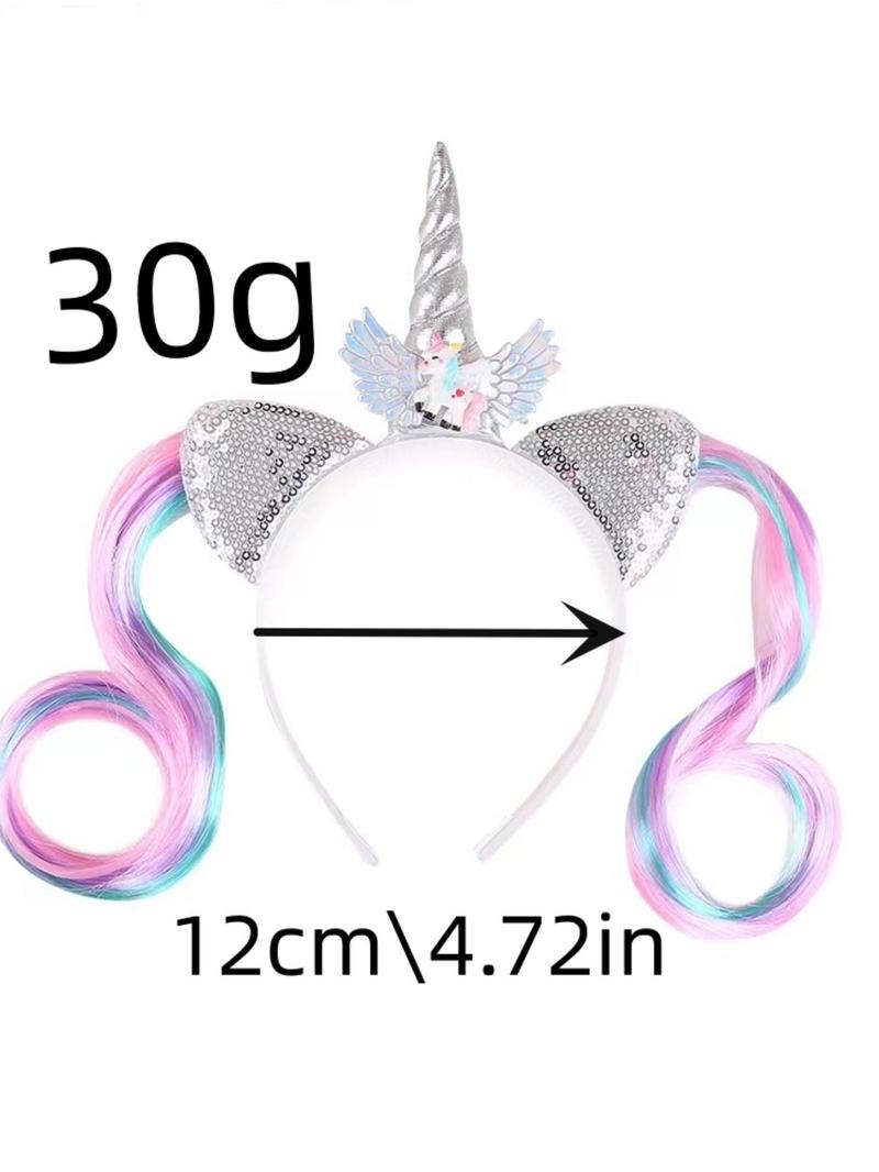 Product Introduction of Unicorn Design Hair Hoop, Cute Trendy Hair Wig Hat Sequin Decor Hair Hoop, Fashionable Hair Accessories for Women & Girls for Party Decoration 5