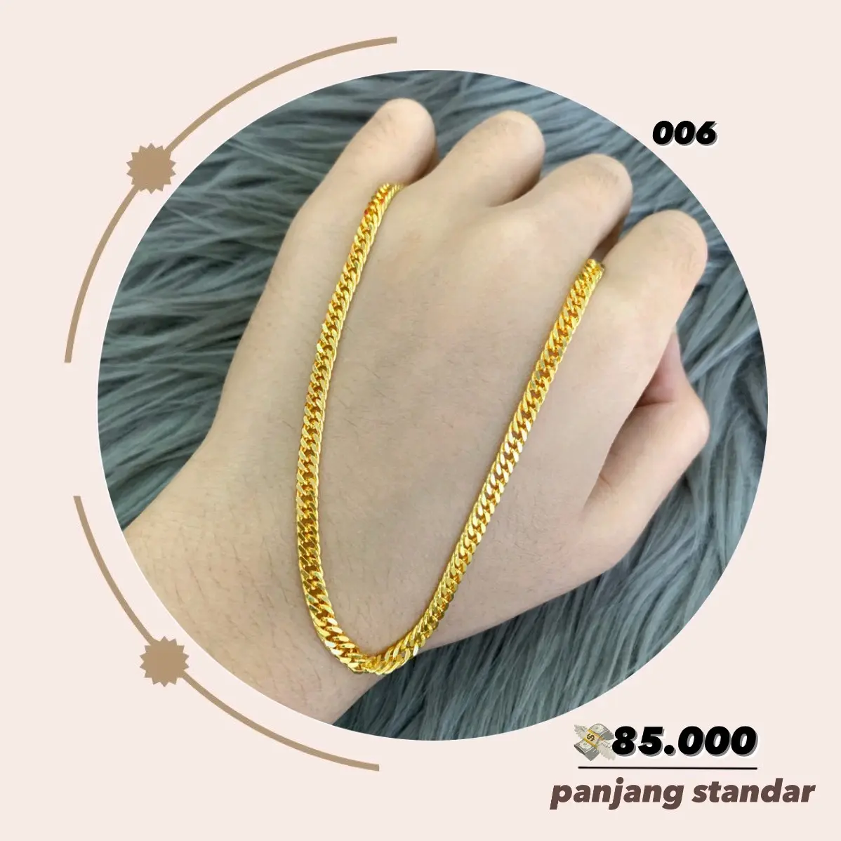 Kalung koin 91 mirip emas 24k Anti karat tahan luntur!
