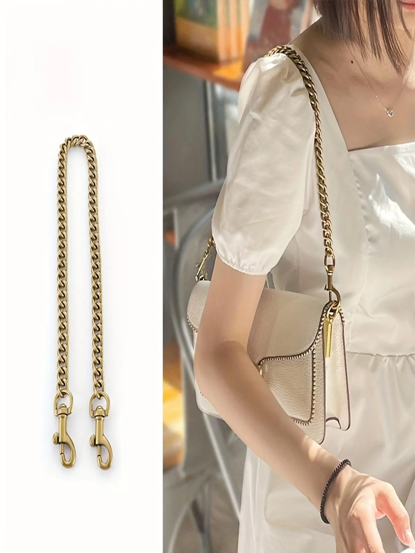 Fashionable Metal Chain Strap, Stylish Bag Strap for Women's Bag, Bag Accessories for Daily Use