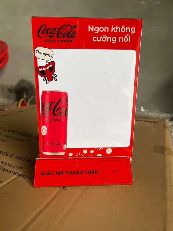 Product Introduction of Bảng quét QR coca để bàn chất liệu mica kích thước 23x14cm 6
