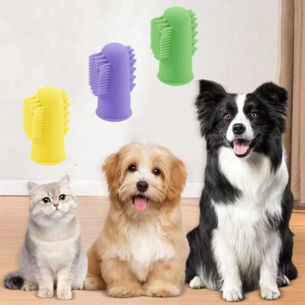 Pet Accessories Silicone Pet Finger Toothbrush Bite Resistant Soft Cats Mouth Cleaner 360° Cleaning Pet Teeth Cleaning Fingertips Oral Cleaning