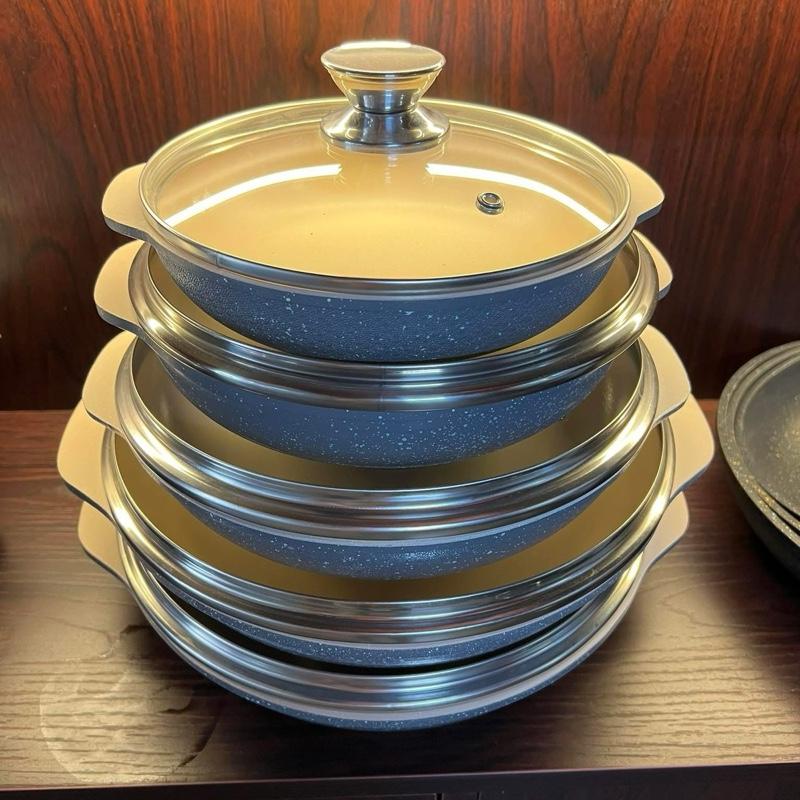 Chảo đá chống dính đúc liền nguyên khối dùng để kho quẹt chiên cá sổ bánh xèo có nhiều size