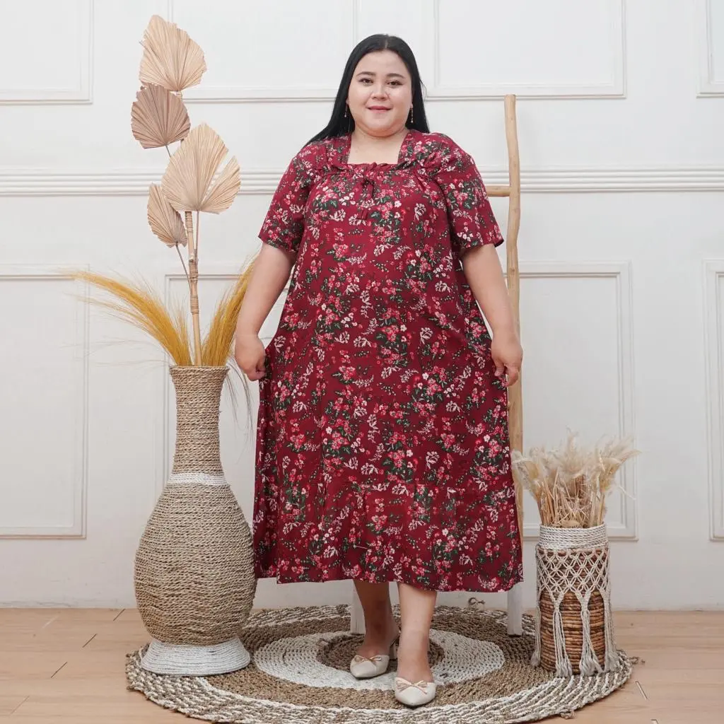 Daster karet Fuji jumbo bahan rayon-Daster Fuji jumbo ld 130 muat Bb jumbo rayon premium motif bunga-Daster karet fuji jumbo rayon-Daster buat santai Tidur