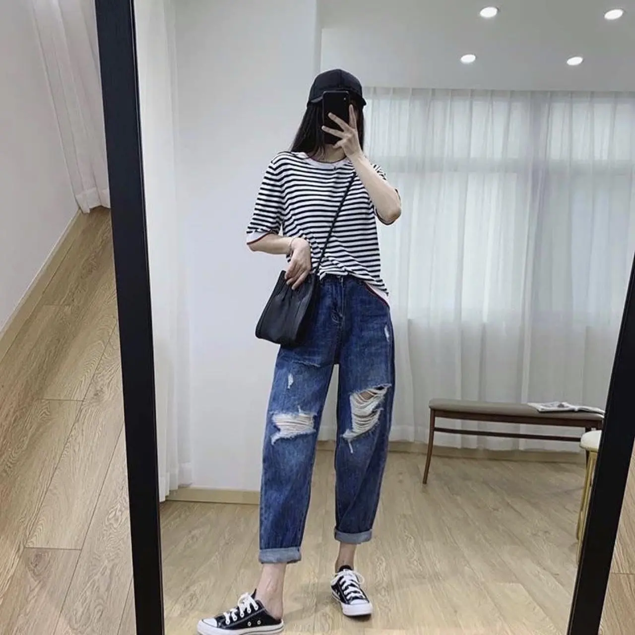 Quần BAGGY lOANG                         Quần jeans skinny, quần bò cạp cao