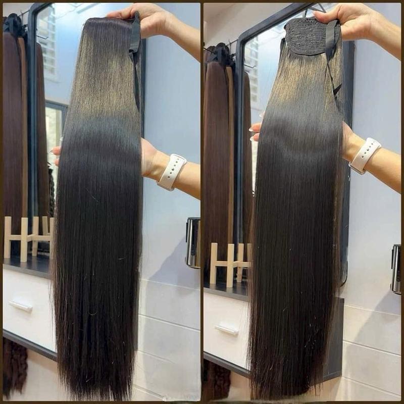  Tóc giả cột thẳng 90cm sợi tơ nhân tạo  wig phụ nữ 