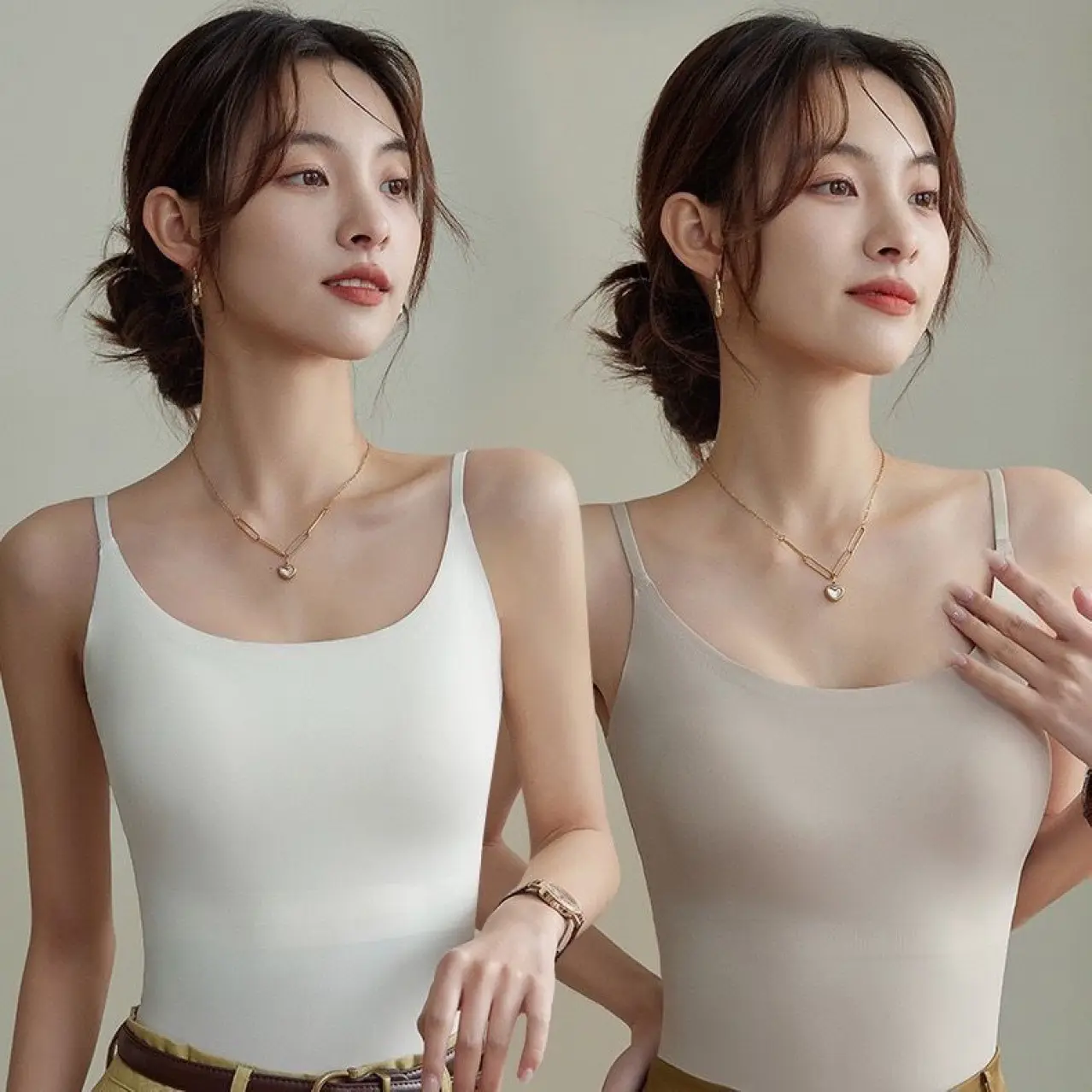 Áo Vest Hai Dây, Hàng Hot Sống Động, 6631, Dành Cho Nữ, Có Đệm Ngực, Cúp Cố Định Tích Hợp, Thích Hợp Mặc Bên Trong Và Mặc Ngoài Trời, Mỏng Vừa Vặn, Lưng Đẹp