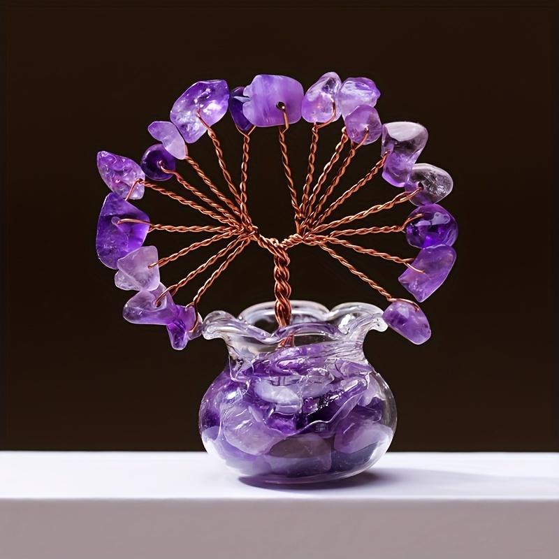 Cây Sỏi Amethyst, Thủ Công, Thiết Kế Thanh Lịch, Có Đế Kính Và Đồ Trang Trí Bằng Dây Điện, Đồ Trang Trí Thực Vật Thu Nhỏ Để Đồ Trang Trí Nhà Cửa, Làm Trang Sức 4