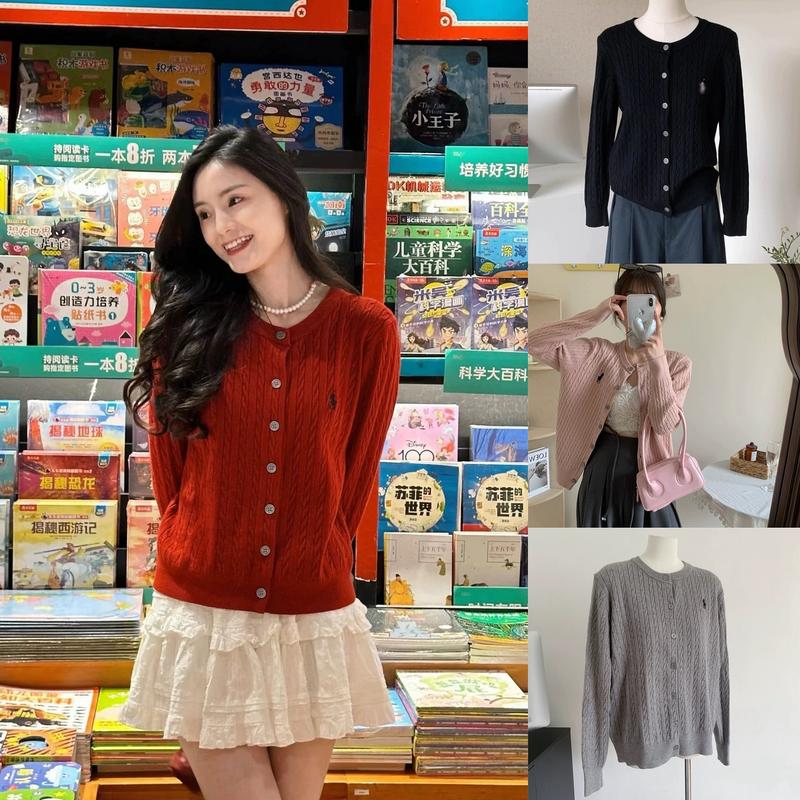 [Bigsize 55-100kg] Áo khoác  len cardigan vặn thừng thêu ngựa hàng QC chất dày đẹp Nữ Women