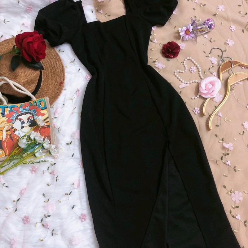 Đầm body xe tà cổ vuông chất cát nhật co giản tốt  Dress Women Nữ 4