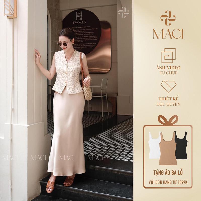 Chân Váy Lụa Queen Dáng Đuôi Cá Màu Nâu Nude MACI by MKC MCVCVNA0093 Thời Trang Nữ Thiết Kế Độc Quyền
