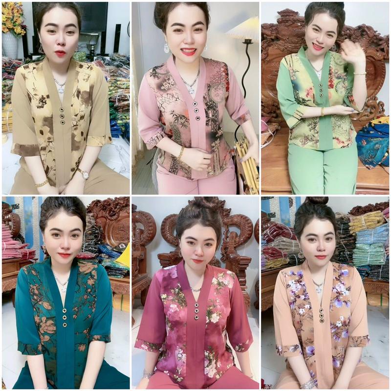 Đồ bộ trung niên cho mẹ mẫu BÀI LAI BÔNG bộ gồm áo và quần món quà tặng mẹ.