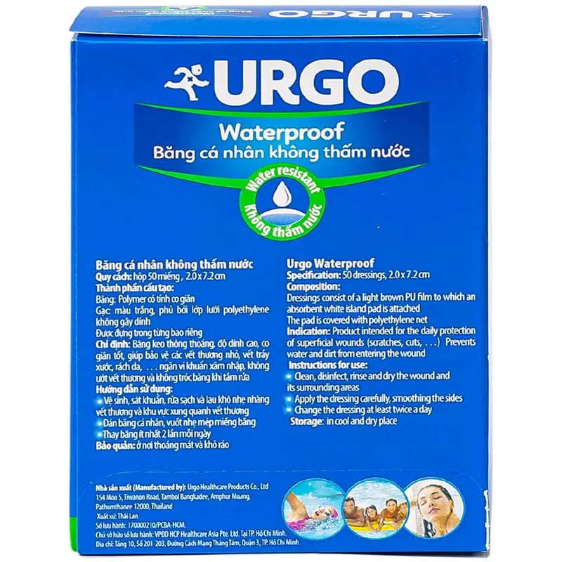 Băng cá nhân urgo bản lớn 3,8 x 7,2Cm ít thấm nước (h/30m) urgo 1