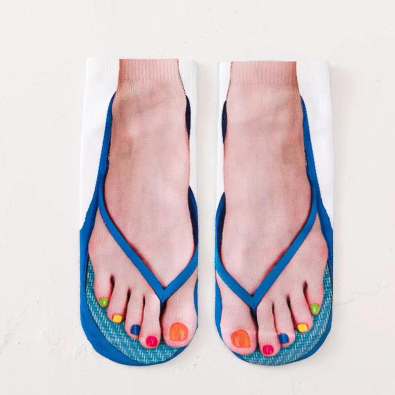 Product Introduction of Funny 3D Printed Socks Flip Flops Slippers Sandals Shoe Pattern Summer Cute Kawaii Low Short Soft Ankle Beach Floor Socks 20