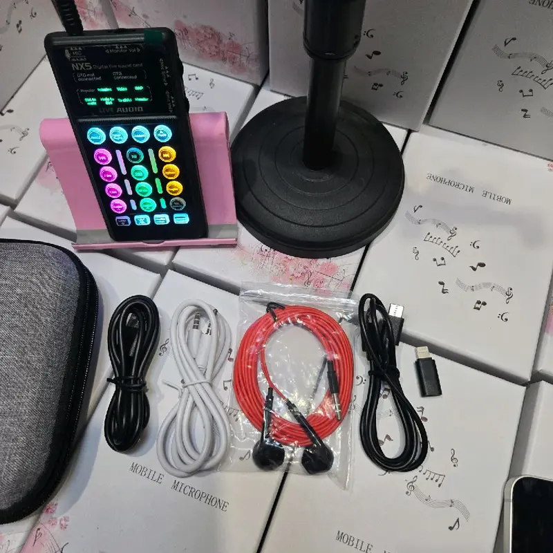 Bộ hát live soundcard NX5 đầy đủ cho điện thoại ạ 1