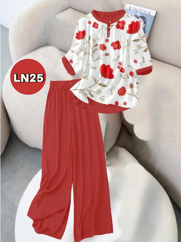  LN20-Bộ vải linen cao cấp - Thiết kế sang trọng thanh lịch In Hoa đủ size từ 40-85kg Nữ Voi Women Áo Top Quần set  bộ set  bộ lụa  mango 
