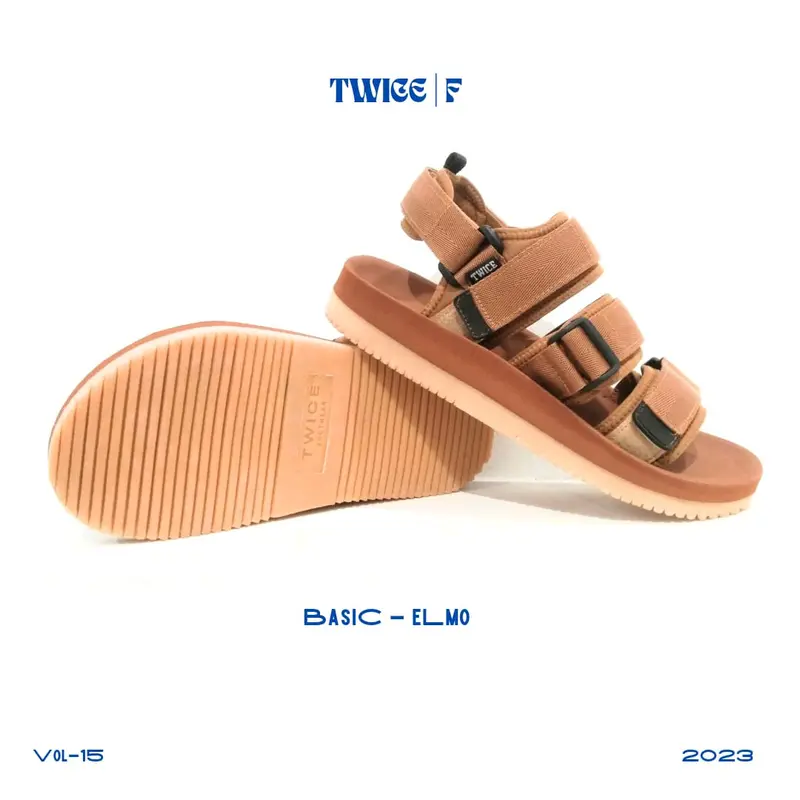 TWICE ELMO | Sandal Casual Pria Distro | Sandal Casual Wanita Distro | Sandal Strap Velcro | Sandal Gunung Unisex | Sandal Coklat Gum | Sandal Anti slip Sandal 4