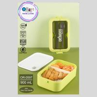 Gambar Kotak Makan 1 Layer Free Sendok Sumpit OR-0597 Lunchbox Ukuran 900 ML dengan Handle - White dari Ollahomeliving Kota Bogor 3 Tokopedia