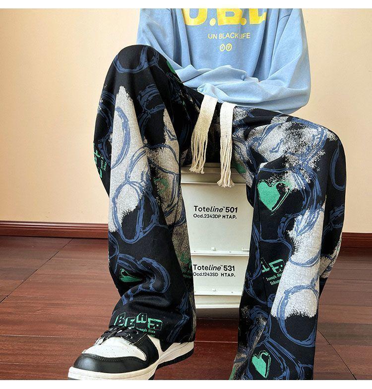 Product Introduction of Autumn Dopamine Wide-Leg Pants for Men, Trendy Brand, Small Design, New Style, Student Straight Loose Casual Versatile Long Pants wide  ribcage  outfit celana  maharani  kemala celana  kulot  lope  lope 19