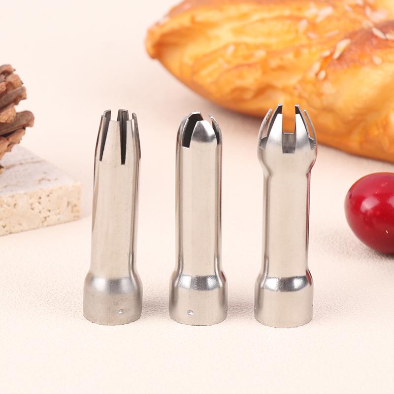 Product Introduction of [KKK]3pcs/Set Stainless Steel Durable Safe Cream Nozzle Cake Decoration Baking Nozzle DIY Cake Decorating Set Cream Dispenser 16