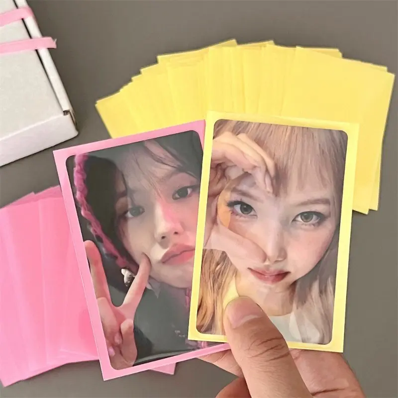 YANEN 50 Pcs  61*91mm Dopamine Color Photocard Sleeves Protector Film  Transparent Frosted Packing Photocards Bag Card Bag