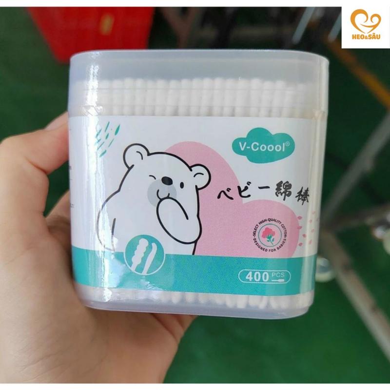 Tăm Bông Trẻ Em - Bông Ngoáy Tai Sơ Sinh Cho Bé VC00L Hộp 200 que