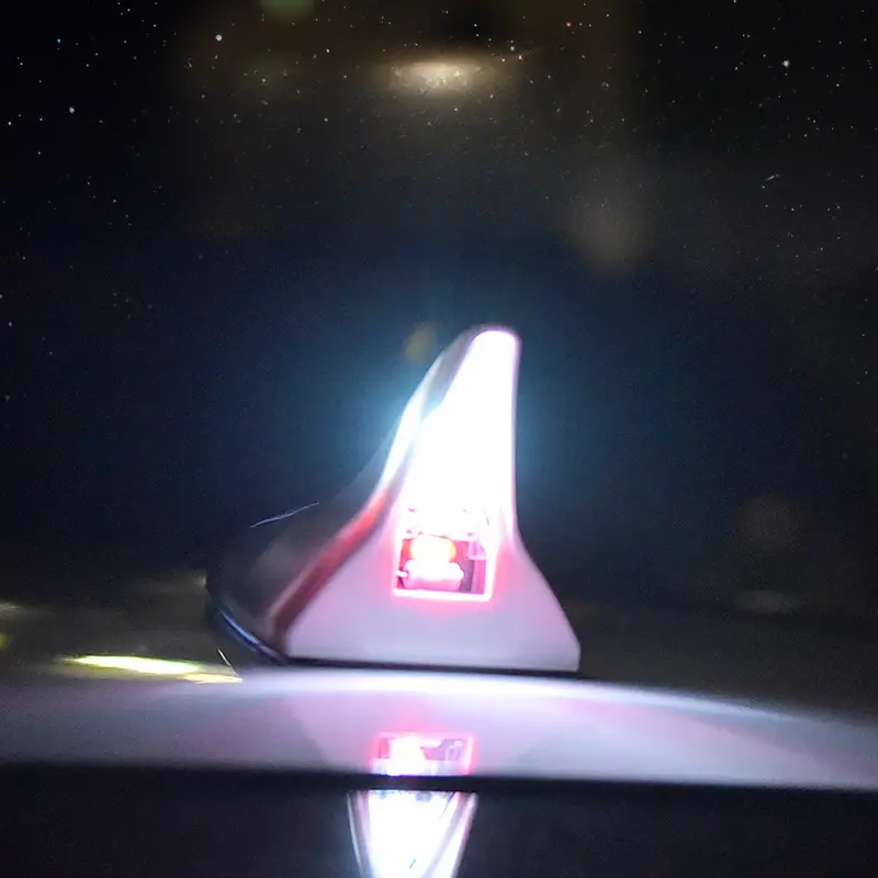 Universal Car Shark Fin Antenna Roof Tail Modification Light with Solar LED Light Car Antenna Driving Safety Warning Light