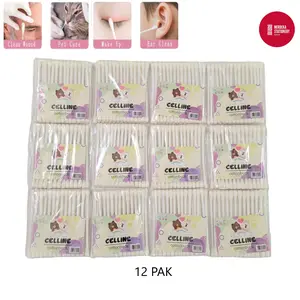 (12 PAK)Cotton Buds/CottonBuds/Ear Pick/Earpick/Korek/Pembersih/Penghilang Kotoran Kuping/Telinga Anak-anak/Dewasa Putih Murah Celline Ear Wax Removal