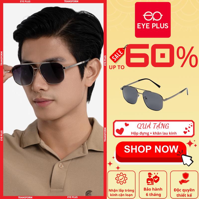 Kính Mát Dáng Phi Công Eye Plus 5188 Gọng Kính Kim Loai Chuôi Bọc Nhựa Cao Cấp Mắt Kính Chống Nắng Và UV400 Kính Mắt Kiểu Dáng Thời Trang Trẻ Trung Hiện Đại