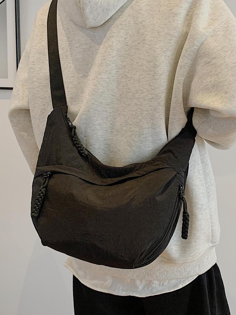 Product Introduction of Men's Casual Plain Color Crossbody Bag, Lightweight Shoulder Bag, Fashionable Sling Bag for Daily Commuting & Travel Use 0