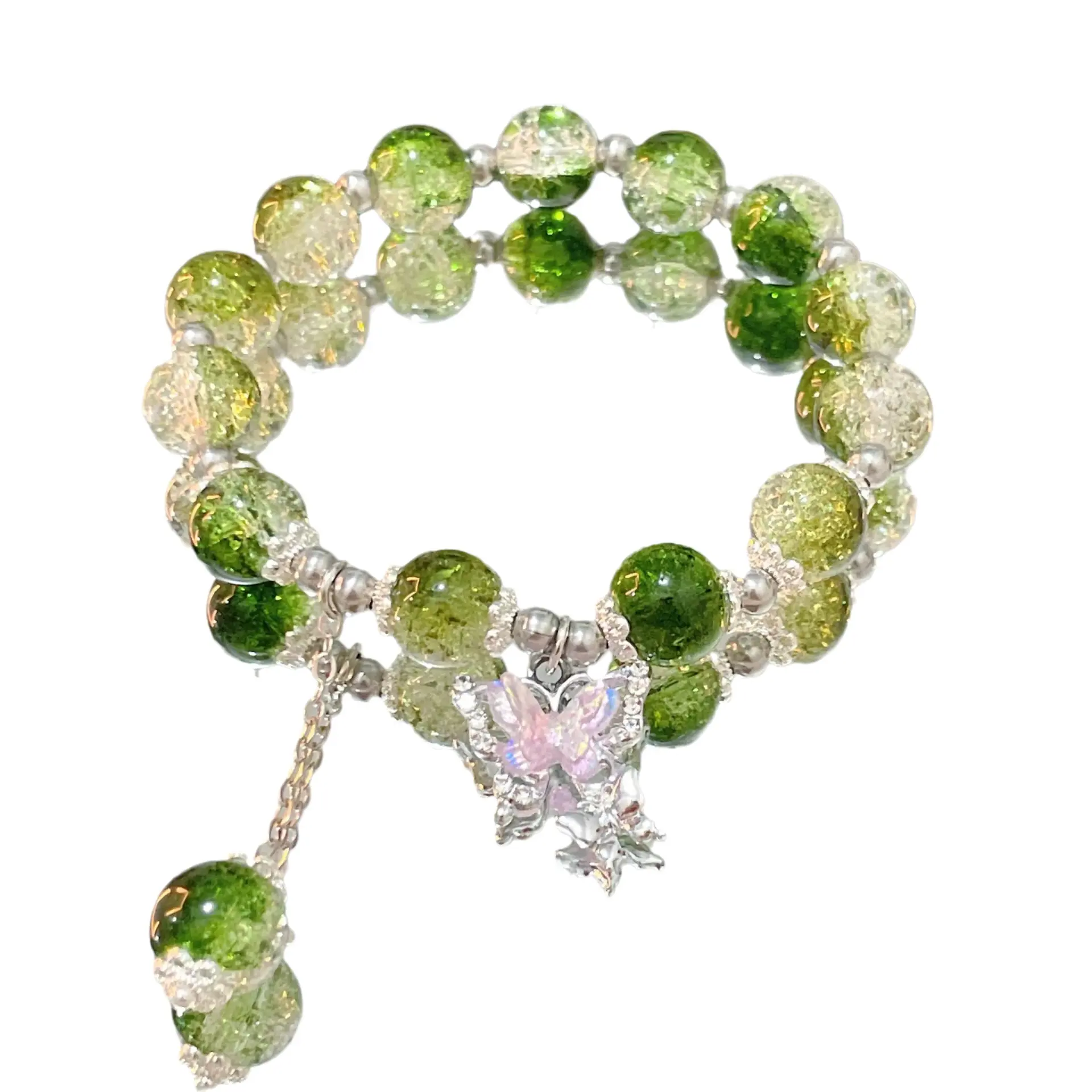 Butterfly Glass Beaded Bracelet Niche Design High-end New Chinese Style Green Phantom Bracelet Best Friend Gift