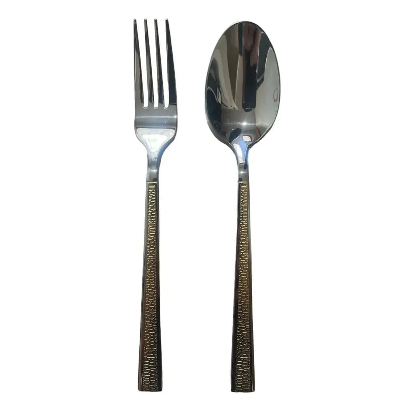 Sendok Makan Lapisan Gold 24 Karat / Sendok Makan Premium Super Tebal / Sendok Dan Makan Garpu Ala Korea / Pelarakan Makan Korea / Sendok Korea / Sendok Makan Set / Korean Cutlery Set 3