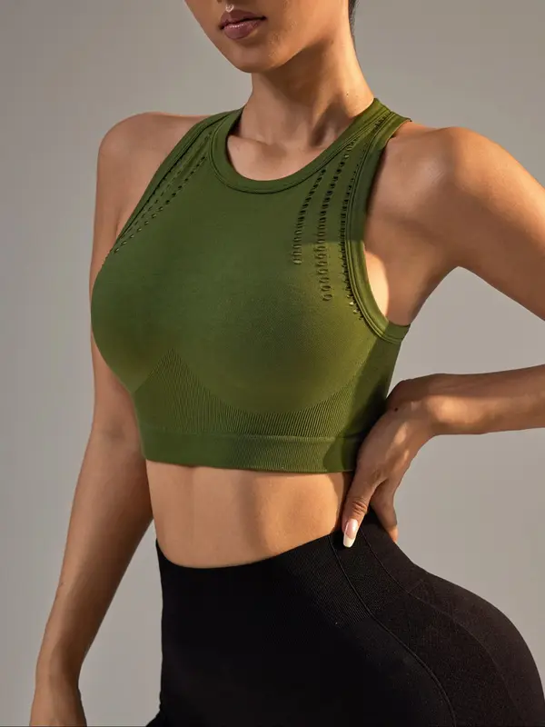 Women's Solid Color Racer Back Sports Singlet, Breathable Quick Drying Sports Tank Top, Gym Clothes, Workout Clothes, Ladies Sportswear for Indoor Outdoor Wear, Gymclothes 6