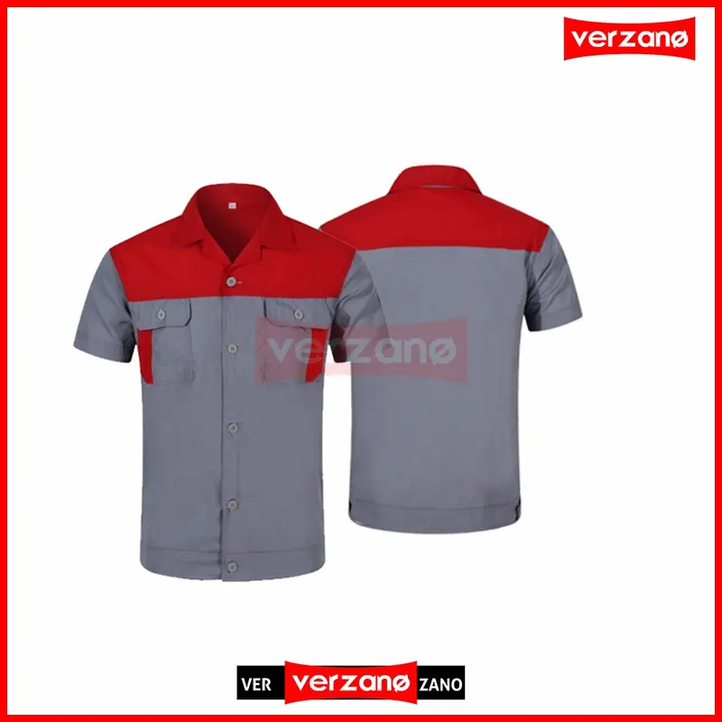Baju Kerja Pria Kemeja Casual Seragam Kantor Seragam Kerja Pria Sporhem Mekanik Bengkel Montir Sipil Tangan Pendek Bahan Drill Murah 0