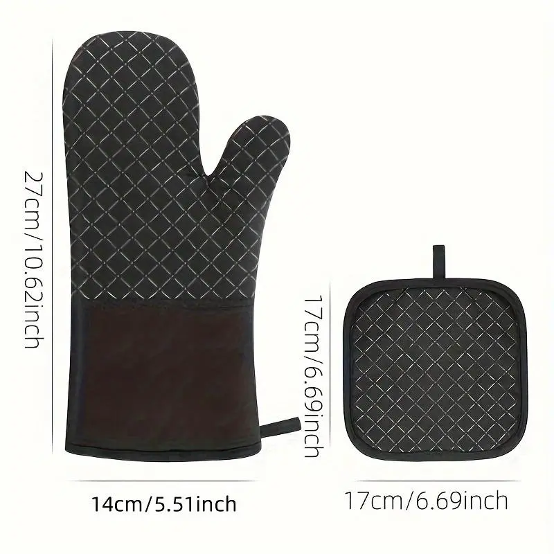 Silicone Oven Mitts & Pot Holder Set, 1 Set Heat Resistant Gloves & Heat Insulation Pad, Non-slip Oven Mitts for Baking, Cooking, Kitchen Supplies 1