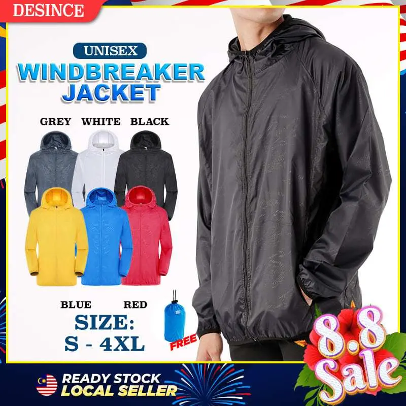 Jaket Dicky, Desince, Windbreaker, Sesuai untuk Sukan, Ultra-Ringan, Kalis Angin, Pakaian Luar, Untuk Lelaki dan Wanita, Gaya Mt 164