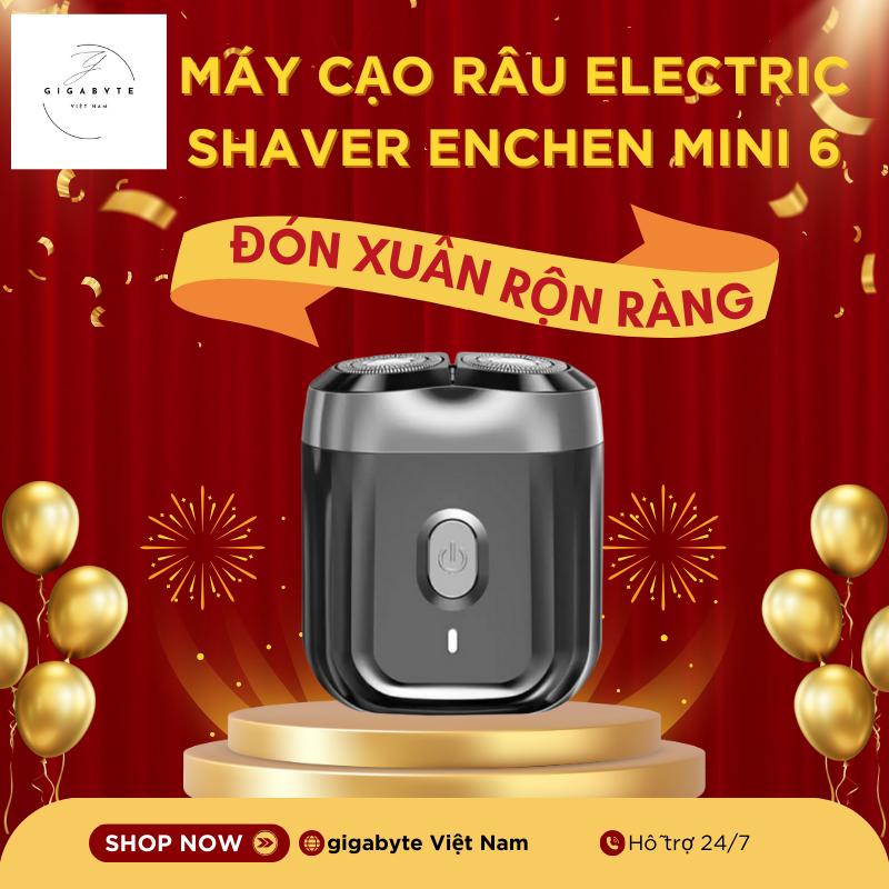 [CHÍNH HÃNG] Máy cạo râu mini Enchen Mini 6, bảo hành 3 tháng, 2 lưỡi đen, IPX7, pin 2 tháng má y