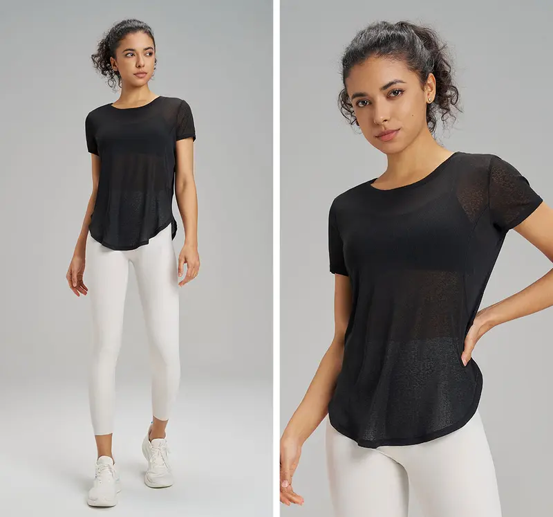 Áo Tank nữ NAQI 1008 cộc tay tập gym, yoga vải thoáng khí thấm hút mồ hôi phom rộng 2