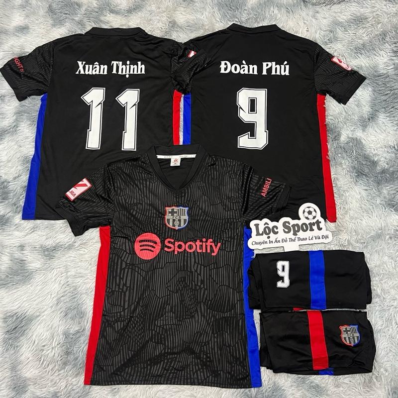  Barca Đen QUẦN ÁO ĐÁ BANH thun lạnh cao cấp Top Sport Nam nữ IN TÊN SỐ THEO YÊU CẦU 