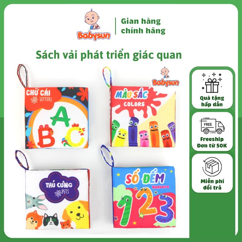 Sách vải song ngữ phát triển giác quan cho bé - Sách vải phát triển vận động tinh, thị giác cho trẻ sơ sinh