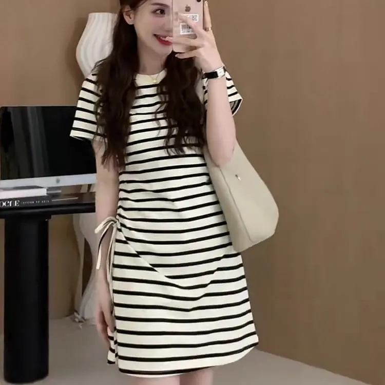 Elham Midi Dress Stripes Knit - Baju Wanita Dress Rajut Garis Garis - TM