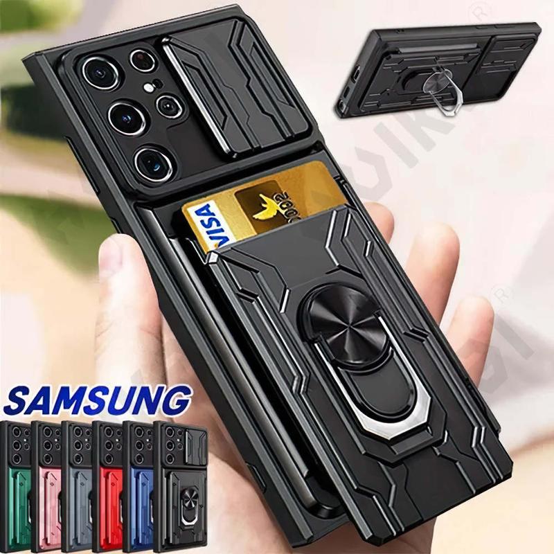 Vỏ máy ảnh được dùng cho Samsung Galaxy S23, S22, S21, Ultra Plus, S20 FE, A34, A54, A24, A53, A14, A13, 4G, 5G, nắp trượt 360 °, ngăn đựng thẻ 0