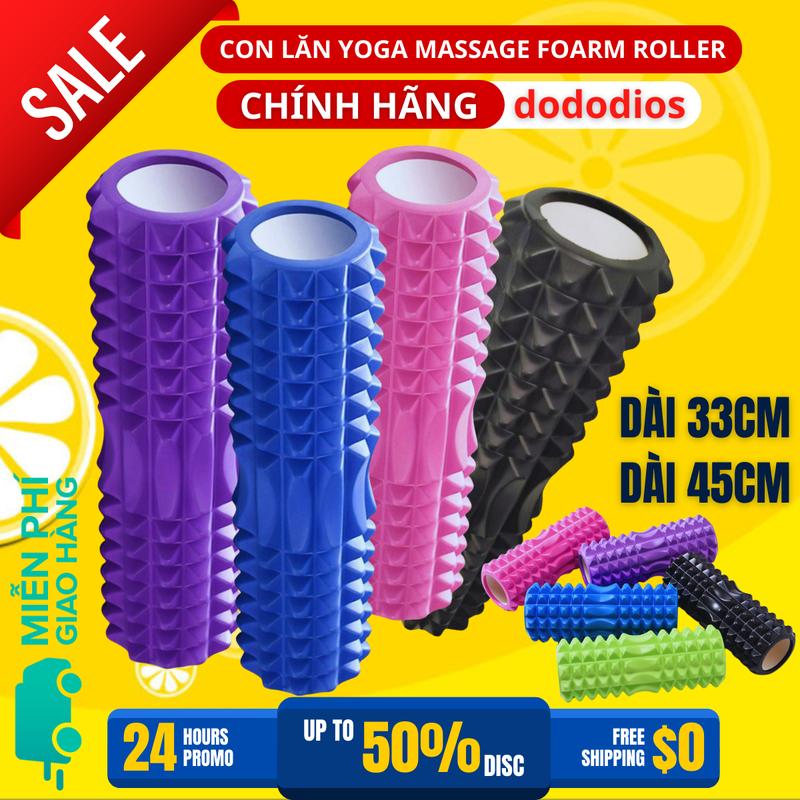 Con Lăn Massage Chân, Tay, Lưng Foam Roller Gai Nhọn 45cm, 33cm - Ống Trụ Lăn Giãn Cơ Tập Yoga, Gym - Hàng Chính Hãng Dododios Cao Su Nam Tập Gym