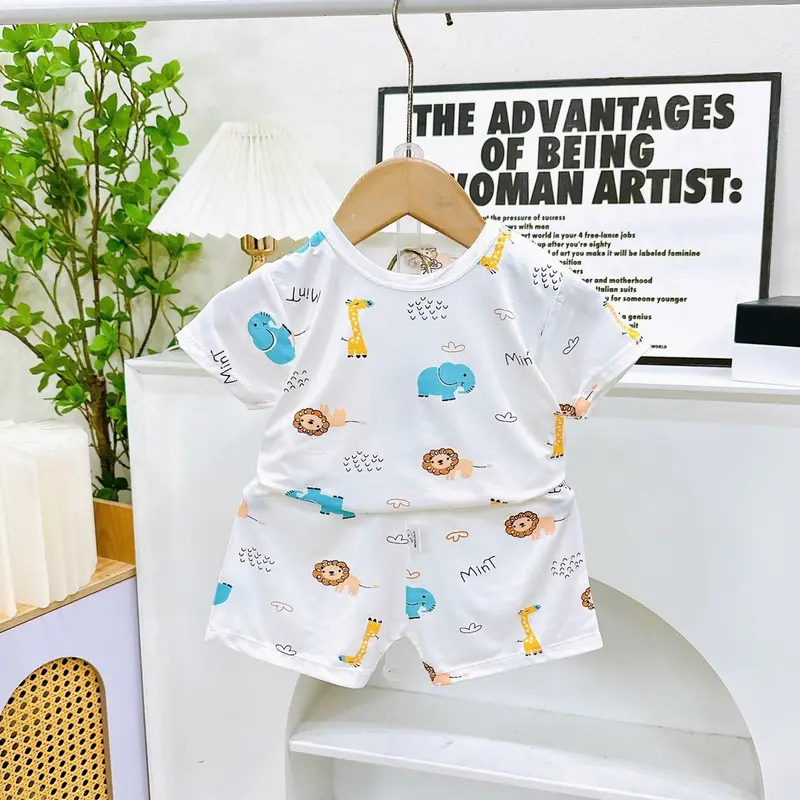 { CHẤT MÁT, VẢI ĐẸP} Combo 3-Combo 5 Bộ Cộc Tay Cài Vai NỀN TRẮNG Cho Bé Trai, Bé Gái Chất Petit Mềm Mại, Mát Lạnh Từ 5-14Kg_M26 5