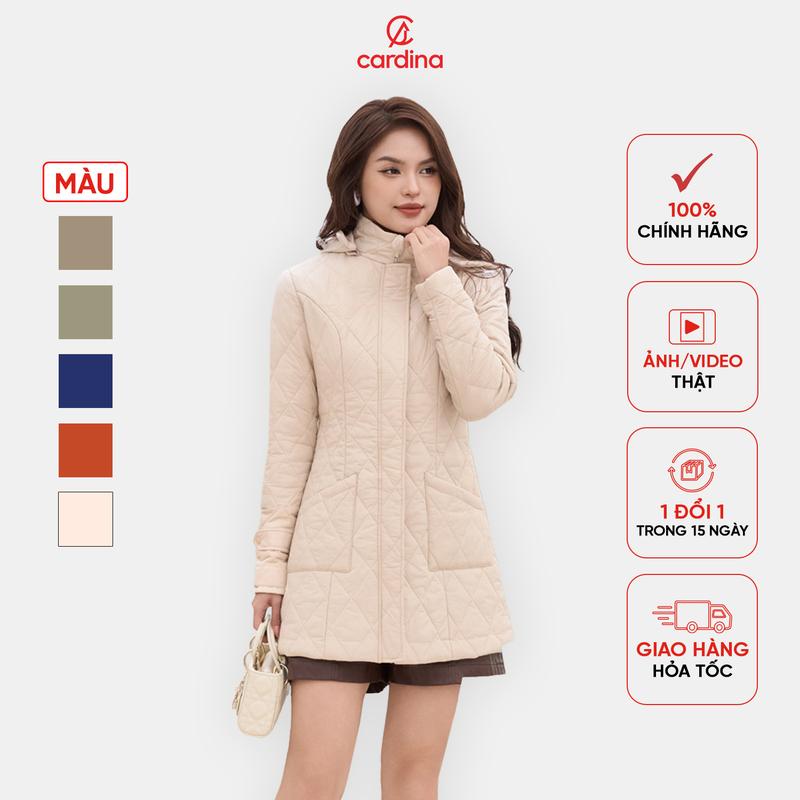 Áo phao nữ CARDINA chất liệu chần bông siêu nhẹ giữ ấm tốt chống xô bông tuyệt đối dáng lửng trẻ trung 4PLF02